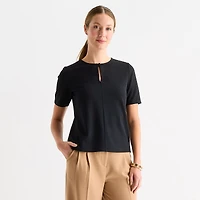 Liz Claiborne Womens Tall Keyhole Neck Short Sleeve Blouse