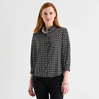 Liz Claiborne Womens Tall Crew Neck Long Sleeve Blouse