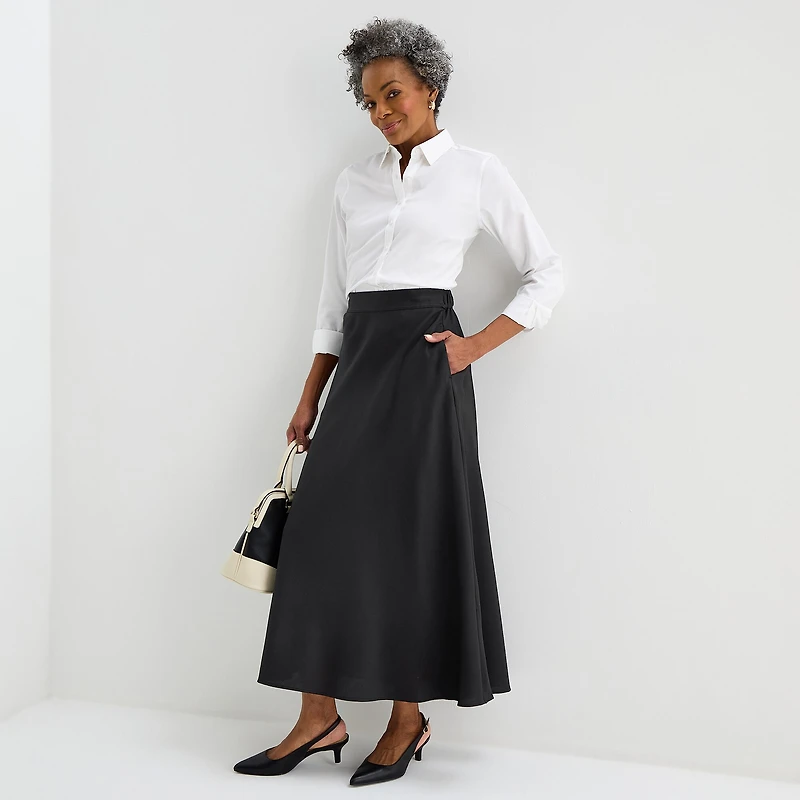 Liz Claiborne Womens Tall Mid Rise Long A-Line Skirt