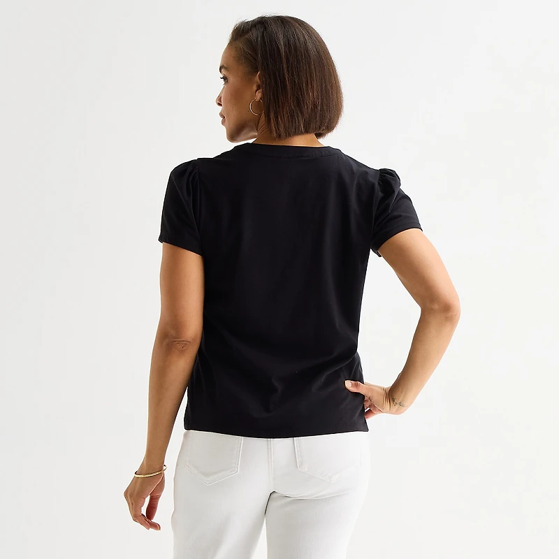 Liz Claiborne Womens Tall Split Crew Neck Short Sleeve T-Shirt