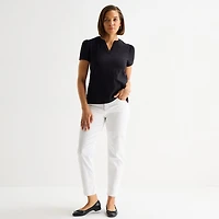 Liz Claiborne Womens Tall Split Crew Neck Short Sleeve T-Shirt