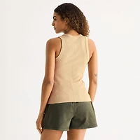 A.N.A Womens Tall Henley Neck Sleeveless Tank Top