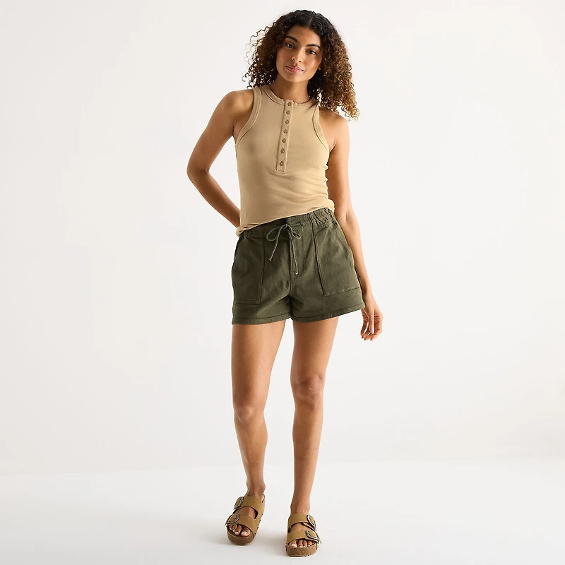 A.N.A Womens Tall Henley Neck Sleeveless Tank Top