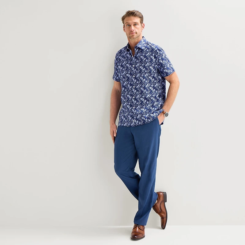 Stafford Mens Short Sleeve Regular Fit Big and Tall Button-Down Shirt