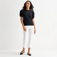 Liz Claiborne Womens Round Neck Short Sleeve Blouse
