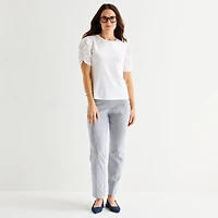 Liz Claiborne Womens Round Neck Short Sleeve Blouse