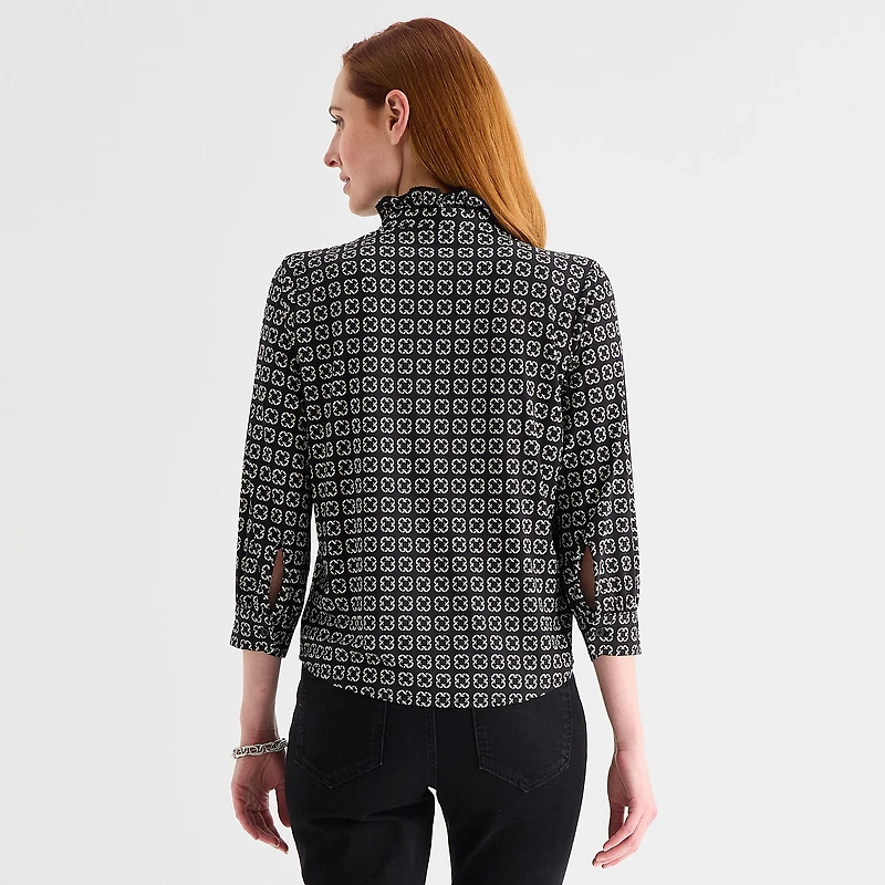 Liz Claiborne Womens 3/4 Sleeve Blouse