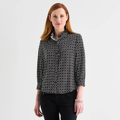 Liz Claiborne Womens 3/4 Sleeve Blouse