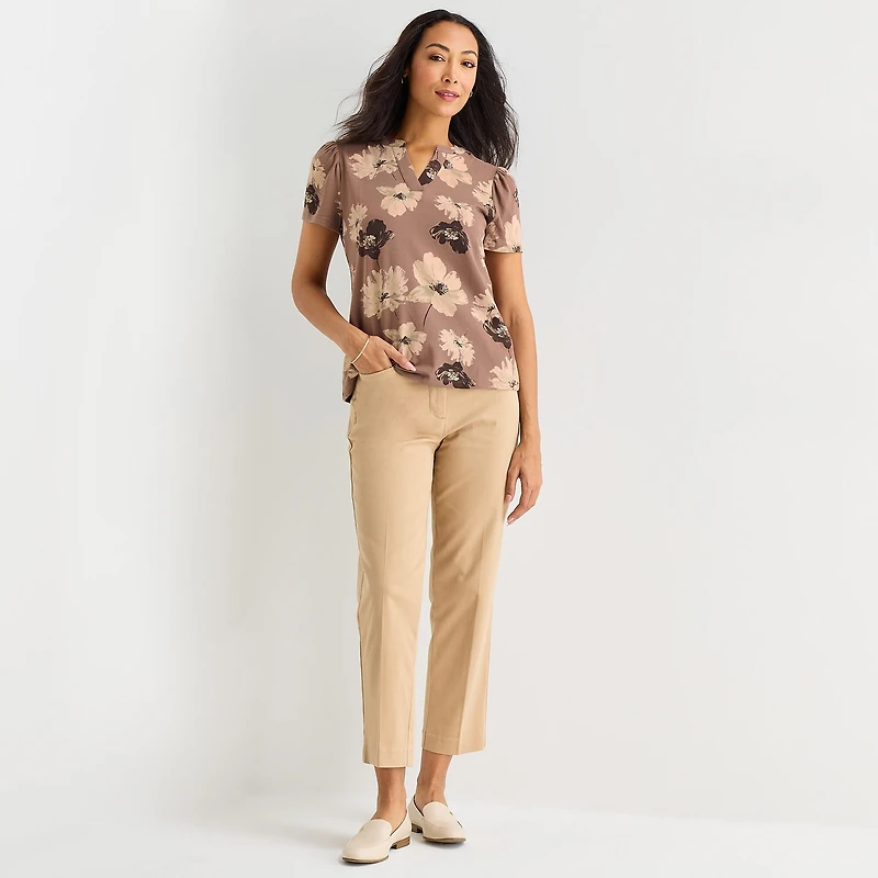 Liz Claiborne Womens Split Crew Neck Short Sleeve T-Shirt