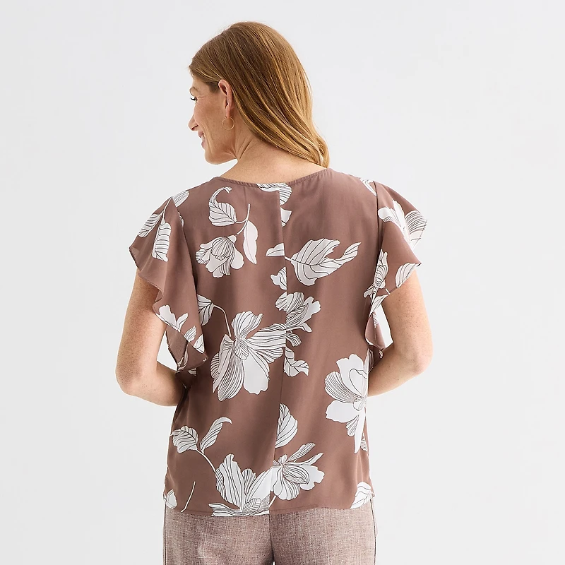 Liz Claiborne Womens Crew Neck Short Sleeve Blouse