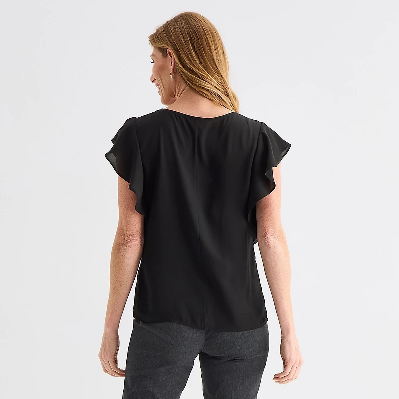 Liz Claiborne Womens Crew Neck Short Sleeve Blouse