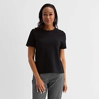 Liz Claiborne Womens Crew Neck Short Sleeve Blouse