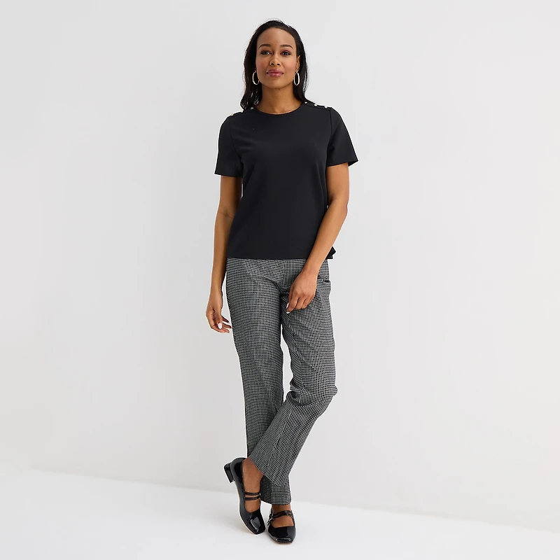Liz Claiborne Womens Crew Neck Short Sleeve Blouse