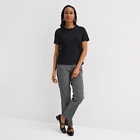 Liz Claiborne Womens Crew Neck Short Sleeve Blouse