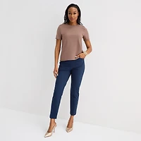 Liz Claiborne Womens Crew Neck Short Sleeve Blouse
