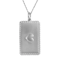 Personalized Sterling Silver Rectangular Puffed Heart Pendant Necklace