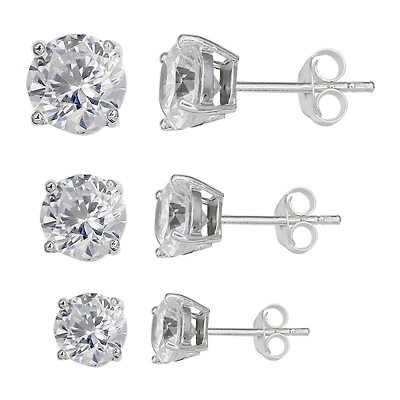 Silver Treasures Womens 3 Pair Earring Set