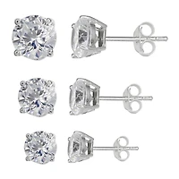 Silver Treasures Womens 3 Pair Earring Set