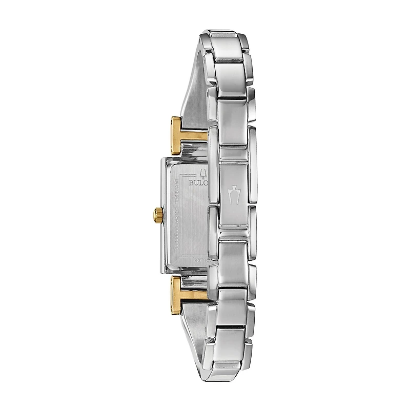 Bulova Classic Womens Diamond Accent Two Tone Stainless Steel Bangle Watch 98p188