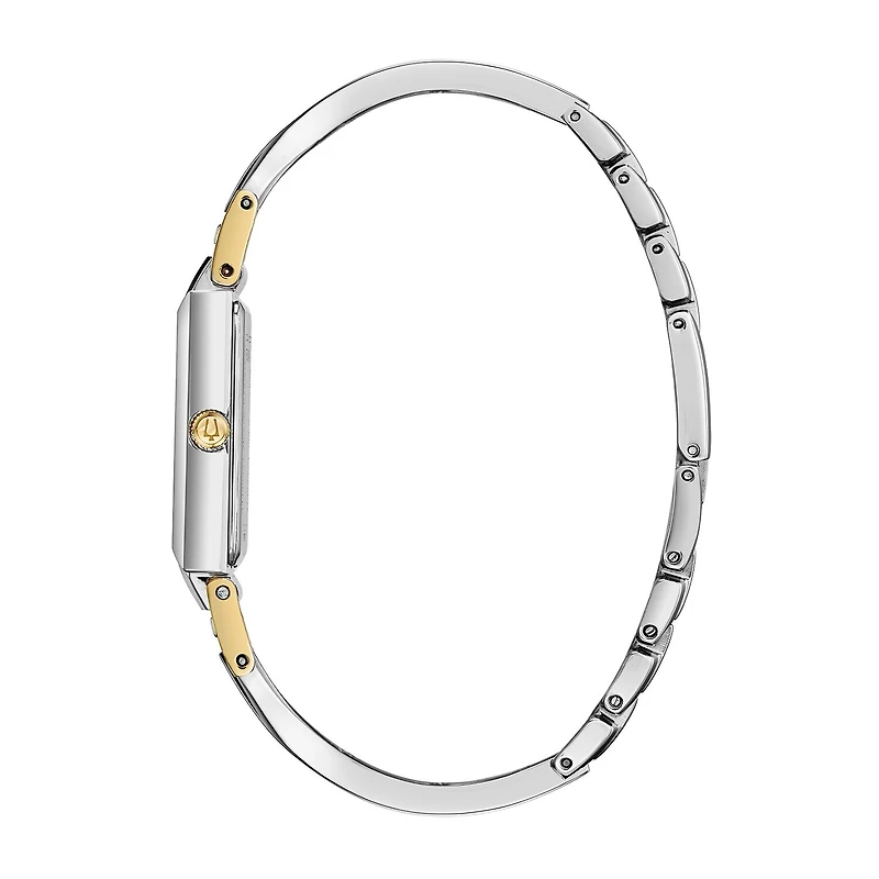 Bulova Classic Womens Diamond Accent Two Tone Stainless Steel Bangle Watch 98p188