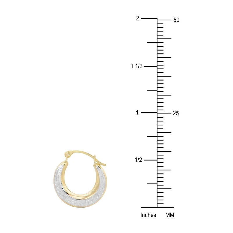 Womens 14K Two Tone Gold 13mm Round Hoop Earrings