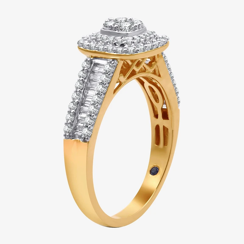 I Said Yes (H-I / I1) 1 CT.T.W. Lab-Grown Diamond Cushion Side Stone Halo Bridal Set Sterling Silver