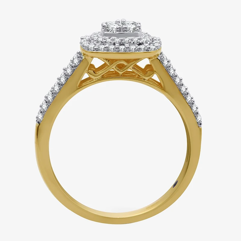 I Said Yes (H-I / I1) 1 CT.T.W. Lab-Grown Diamond Cushion Side Stone Halo Bridal Set Sterling Silver