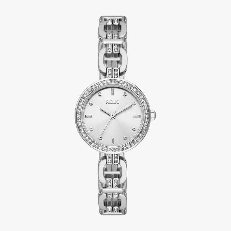 Relic By Fossil Relic Womens Silver Tone Bracelet Watch Zr34643