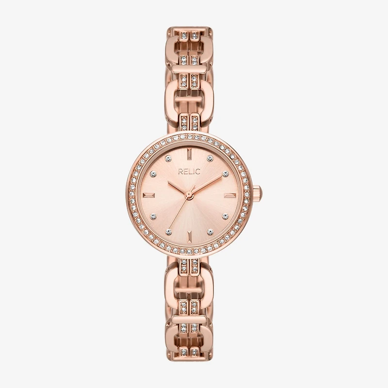 Relic By Fossil Womens Rose Goldtone Bracelet Watch Zr34650