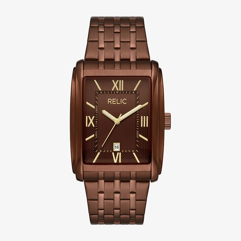 Relic By Fossil Mens Brown Stainless Steel Bracelet Watch Zr77335