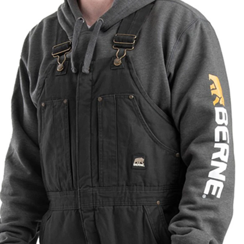 Berne Highland Washed Insulated Bibs Short Mens Workwear Overall