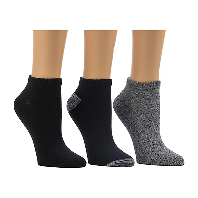 Cuddl Duds Solid Pique Womens Multi-Pack 3 Pair Low Cut Socks