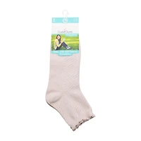 Cuddl Duds Scallop Welt Rib Womens Multi-Pack 3 Pair Quarter Ankle Socks
