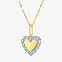 (G-H / I1-I2) Womens Diamond Accent Lab Grown White Diamond 10K Gold Heart 18 Inch Pendant Necklace