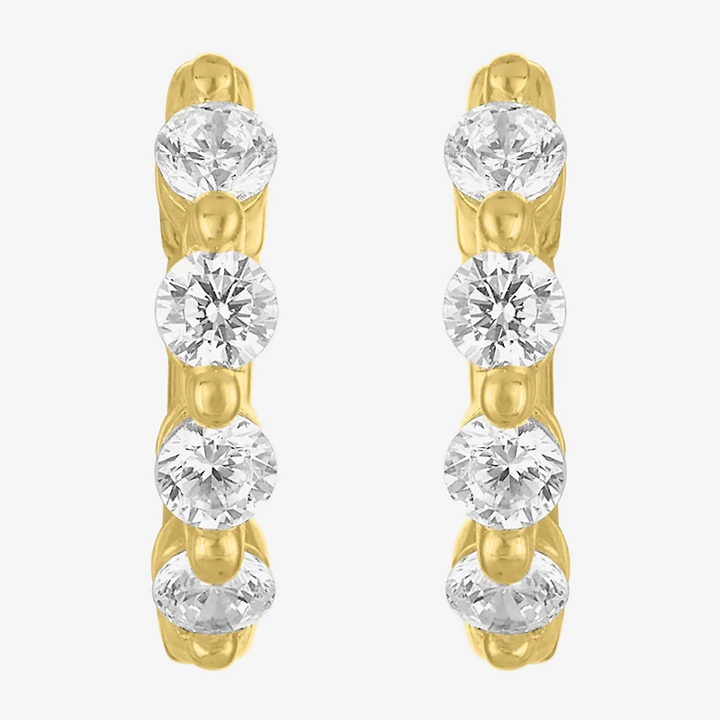 Diamond Addiction (G-H, I1-I2) Womens 1/3 CT. T.W. Lab Grown White Diamond 10K Gold 11mm Hoop Earrings