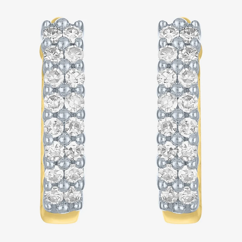 (G-H / I1-I2) Womens 1/3 CT. T.W. Lab Grown White Diamond 10K Gold 13.8mm Hoop Earrings