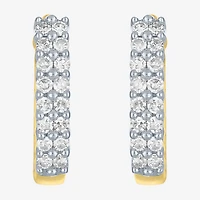 (G-H / I1-I2) Womens 1/3 CT. T.W. Lab Grown White Diamond 10K Gold 13.8mm Hoop Earrings