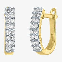 (G-H / I1-I2) Womens 1/3 CT. T.W. Lab Grown White Diamond 10K Gold 13.8mm Hoop Earrings
