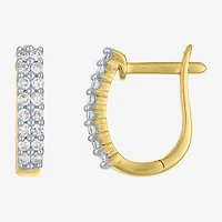(G-H / I1-I2) Womens 1/3 CT. T.W. Lab Grown White Diamond 10K Gold 13.8mm Hoop Earrings