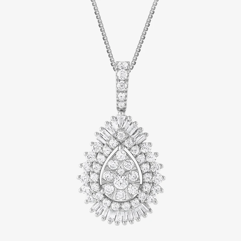 (G / Si2) Womens 2 CT. T.W. Lab Grown White Diamond 14K Gold Pear 18 Inch Pendant Necklace