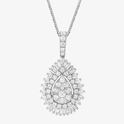 (G / Si2) Womens 2 CT. T.W. Lab Grown White Diamond 14K Gold Pear 18 Inch Pendant Necklace