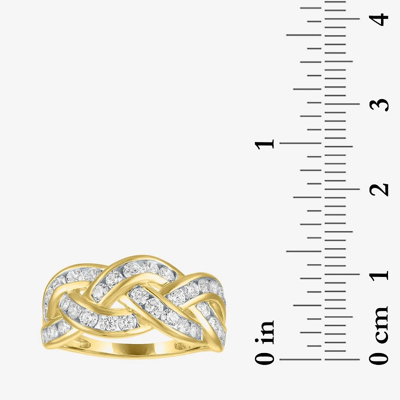(G-H / I1-I2) Womens 1 CT. T.W. Lab Grown White Diamond 10K Gold Crossover Cocktail Ring