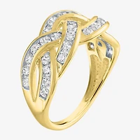 (G-H / I1-I2) Womens 1 CT. T.W. Lab Grown White Diamond 10K Gold Crossover Cocktail Ring