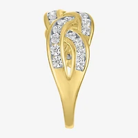 (G-H / I1-I2) Womens 1 CT. T.W. Lab Grown White Diamond 10K Gold Crossover Cocktail Ring