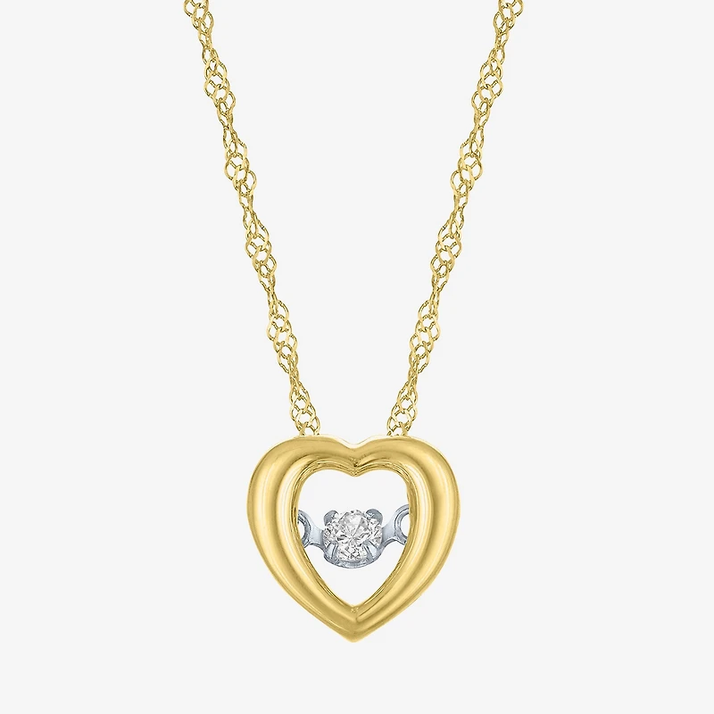 (G-H / I1-I2) Womens Diamond Accent Lab Grown White Diamond 10K Gold Heart 18 Inch Pendant Necklace