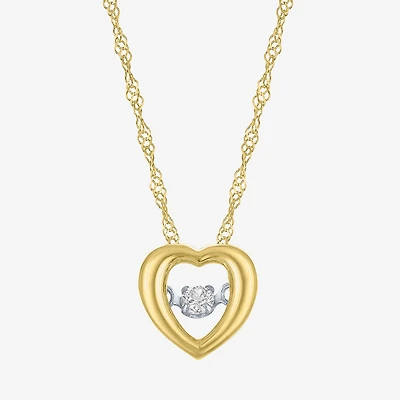(G-H / I1-I2) Womens Diamond Accent Lab Grown White Diamond 10K Gold Heart 18 Inch Pendant Necklace