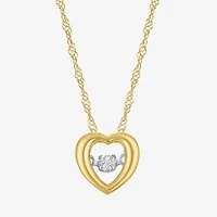 (G-H / I1-I2) Womens Diamond Accent Lab Grown White Diamond 10K Gold Heart 18 Inch Pendant Necklace
