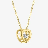 (G-H / I1-I2) Womens Diamond Accent Lab Grown White Diamond 10K Gold Heart 18 Inch Pendant Necklace