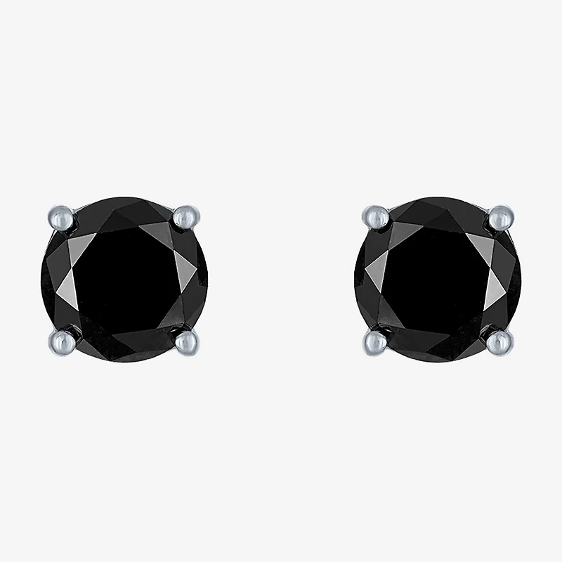 4 CT. T.W. Natural Black Diamond 14K Gold 8mm Round Stud Earrings