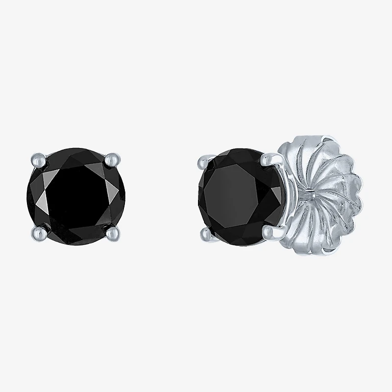 4 CT. T.W. Natural Black Diamond 14K Gold 8mm Round Stud Earrings